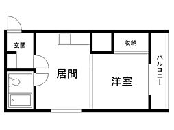 レオナ宮下 1DKの間取図画像