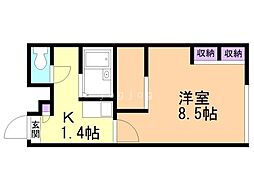 レオパレスK&H 1Kの間取図画像