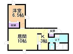 バンビーノ2条 1LDKの間取図画像