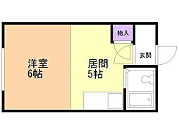 メゾン北 ワンルームの間取図画像