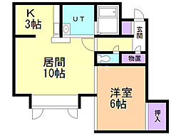ディスカバリー 1LDKの間取図画像