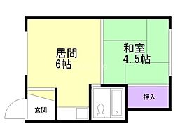 富沢コーポ 1DKの間取図画像