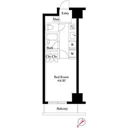 グランスイート銀座レスティモナーク 1Kの間取図画像