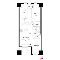 プレシス八王子レグリオ 3LDKの間取図画像