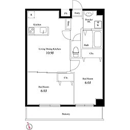 ラヴィエント浅草言問 2LDKの間取図画像