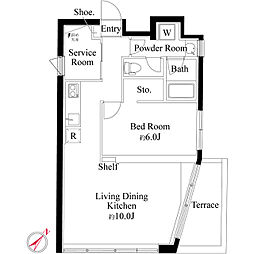 サンブライト千川 1SLDKの間取図画像