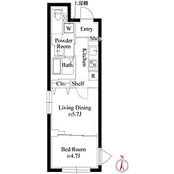 エクサム高円寺 2Kの間取図画像