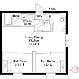 グランピア学芸大学 2LDKの間取図画像