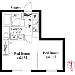 グランピア学芸大学 2Kの間取図画像