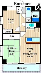 メゾン・ド・グリシーヌ 2LDKの間取図画像