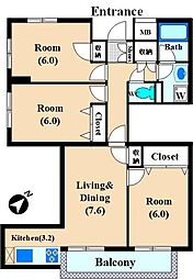 グリーンハウス 3LDKの間取図画像