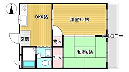 ロジュマン錦小路 2DKの間取図画像