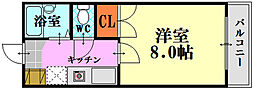 広島電鉄1系統 宇品3丁目駅 徒歩3分の賃貸マンション 2階1Kの間取り