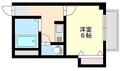 西名ビル 2階1Kの間取り