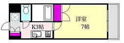 バオバブ白島 1Kの間取図画像
