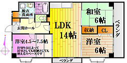 パールマンション東観音 3LDKの間取図画像