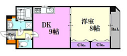 ビリオネアS竹屋 1LDKの間取図画像