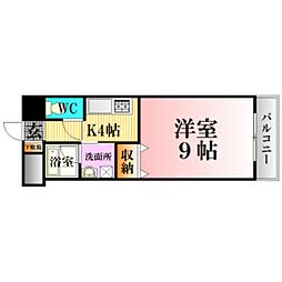 ラフィネ十日市 1Kの間取図画像