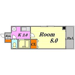 ユアコート舟入 1Kの間取図画像