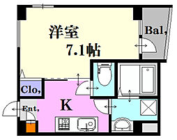 ライフメント国泰寺 1Kの間取図画像
