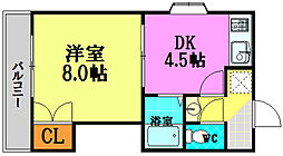 シュトラーセ比治山 1Kの間取図画像