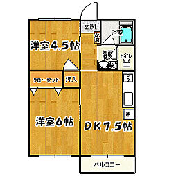 サンハイム恋ヶ窪 2DKの間取図画像