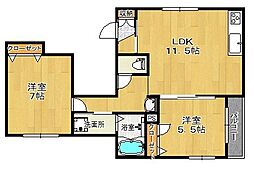 ラフィネエスパシオ 2LDKの間取図画像