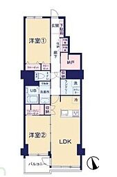 日吉台マンション 2LDKの間取図画像