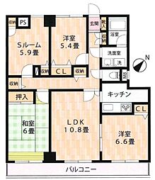 セントレー横浜関内 3SLDKの間取図画像