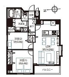 本所吾妻橋アムフラット 2LDKの間取図画像