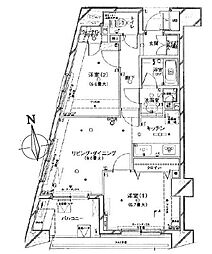 プラティーク三軒茶屋 2LDKの間取図画像