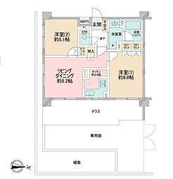 クリオ多摩川ラ・モード 2LDKの間取図画像