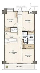町田パインマンション 3LDKの間取図画像