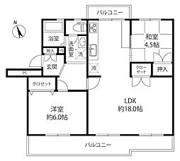 陽和台第3住宅15号棟 2LDKの間取図画像