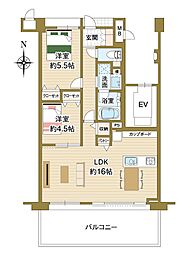 高槻北園町アーバンコンフォート 2LDKの間取図画像