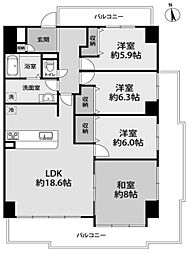 エンゼルハイムリバーサイド高槻 3SLDKの間取図画像