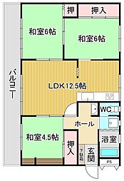 松原団地F棟 3LDKの間取図画像