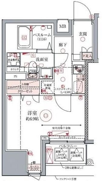 ドムス・スタイル銀座東 ｜東京都中央区築地6丁目(賃貸マンション1K・13階・25.46㎡)の写真 その2