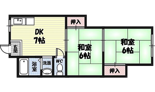 三進ビル ｜大阪府大阪市城東区成育3丁目(賃貸マンション2DK・4階・35.00㎡)の写真 その2