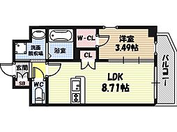 サムティ京橋Clear 1LDKの間取図画像