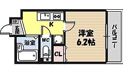 武田第6インターナショナル城東 1Kの間取図画像