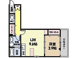 Altair今福 1LDKの間取図画像