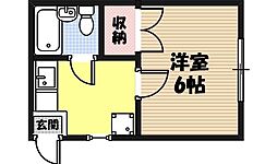 RHYTHM野江 1Kの間取図画像