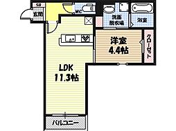 ブランシュール関目 1LDKの間取図画像