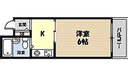 ビアリッツ大倉 1Kの間取図画像
