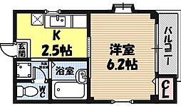 フローラルステージ成育 1Kの間取図画像