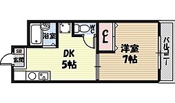 YKマンション 1DKの間取図画像