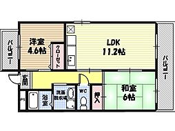 サンハイム今福 2LDKの間取図画像