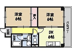 コーポラ・ベリエール 2DKの間取図画像