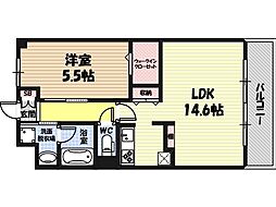 ゲートレジデンス鶴見緑地 1LDKの間取図画像